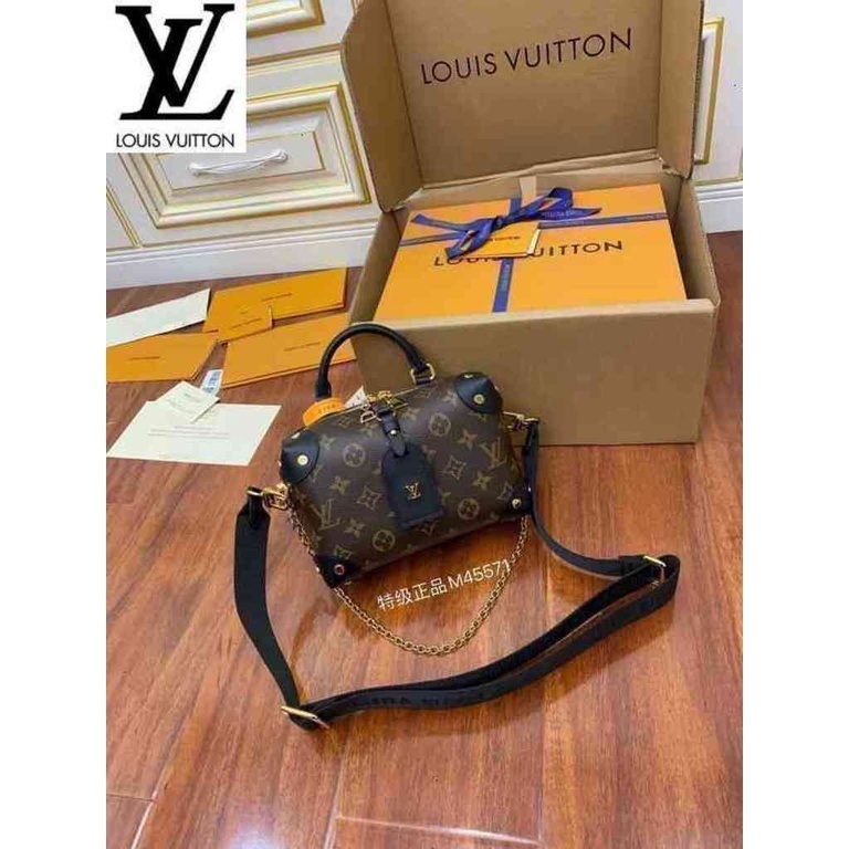 หลุยส์วิตตอง Louis Vuitton lv กระเป๋า m45571 petite malle souple box ผู้หญิงกระเป๋าถือกระเป๋าสะพายกระเป๋าเป้สะพายหลังผนั