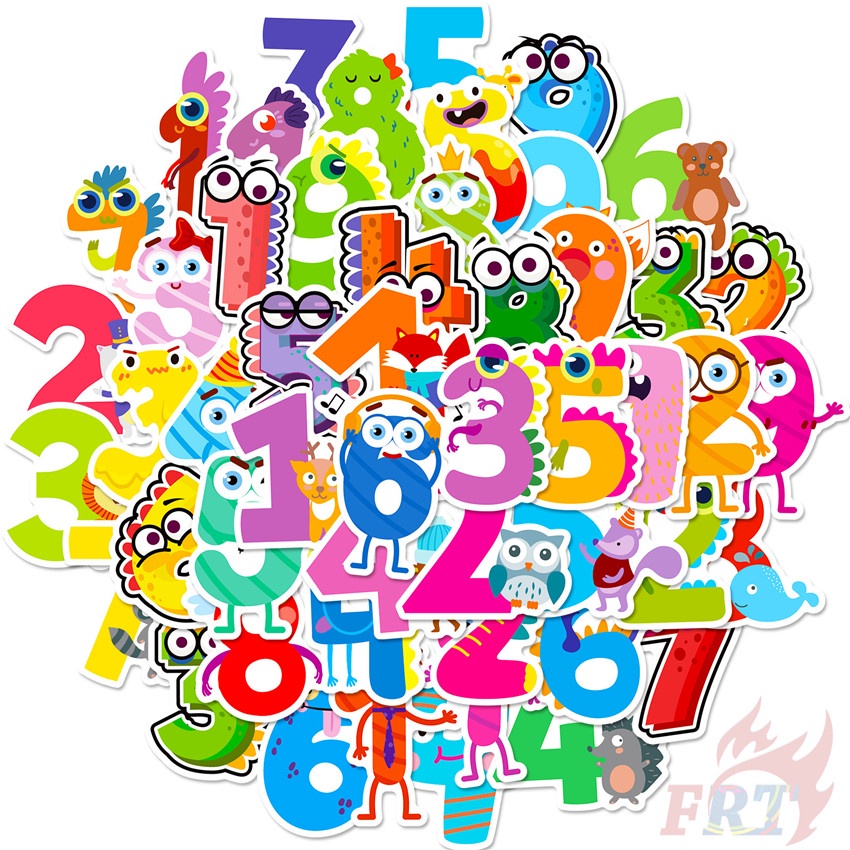50Pcs/Set ❉ Funny Animal Numbers Series 01 Kids Reward Stickers ❉ DIY Fashion Waterproof Doodle Deca
