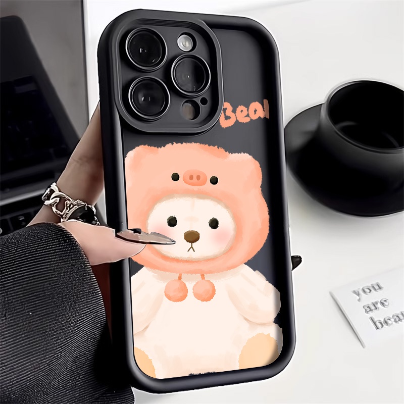Pink Bear เคสซิลิโคนเหลว For Xiaomi Redmi Note 12 Pro 11 8 9 1010S 9A 9C 9T 10C 11S POCO X5 M5S M3 C55 Mi 11 Lite ปลอก