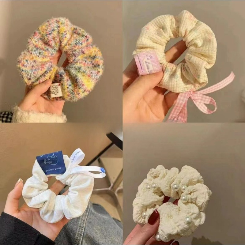 ยางรัดผม ผ้าวูล แบบนิ่ม ขนาดใหญ่ หลากสีสัน จํานวน 1 ชิ้น – โปรปัง