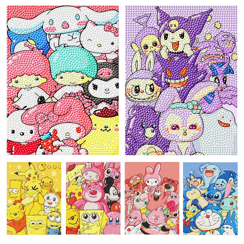 SANRIO ภาพวาดปักครอสสติตช์ รูปการ์ตูนซานริโอ้ แฮนด์เมด DIY สําหรับเด็ก ขายส่ง