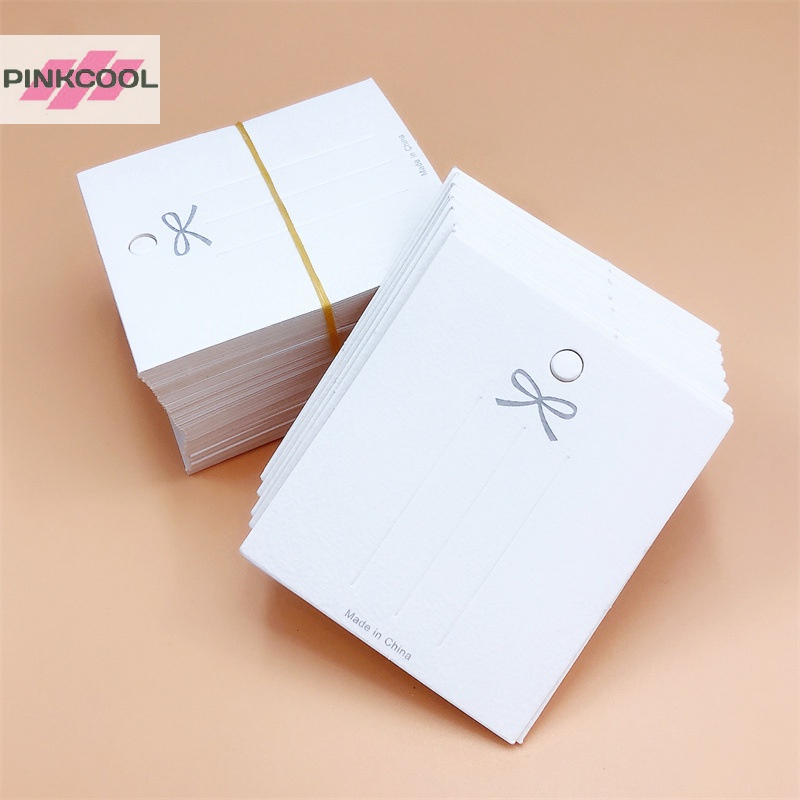 Pinkcool ขายดี กิ๊บติดผม กระดาษแข็ง ประดับโบว์ สีขาว 50 ชิ้น