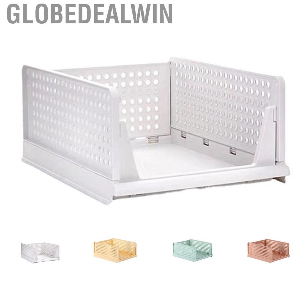 Globedealwin Stackable Storage Basket Plastic Large Open Drawer Wardrobe Cloth Container for Bedroom Living Room