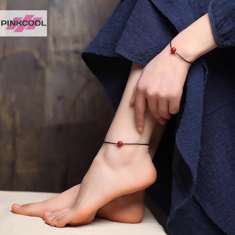 Pinkcool โชคดี เชือกสีแดง สร้อยข้อเท้า ผู้หญิง ผู้ชาย ซินนาบาร์ สร้อยข้อมือ แฮนด์เมด วันปีใหม่ ครบรอบ ของขวัญวันเกิด แฟชั่นพังก์ เครื่องประดับ อุปกรณ์เสริม ขายดี