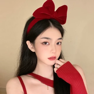 Priness Vintage Velvet Big Sweet Bowknot HairBands Headwear Headbands