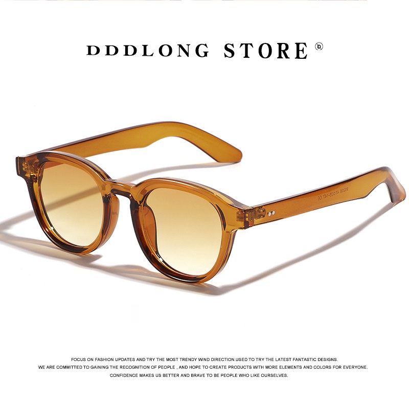 Dddlong แว่นตากันแดด UV400 ทรงกลม สไตล์วินเทจ คลาสสิก แฟชั่นเรโทร สําหรับผู้หญิง ผู้ชาย D387