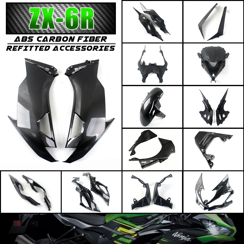 ชุดแฟริ่งคาร์บอนไฟเบอร์ ABS อุปกรณ์เสริม สําหรับรถจักรยานยนต์ KAWASAKI ZX-6R ZX6R 2019 2020 2021 202