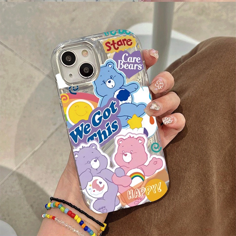 เคสโทรศัพท์มือถือแบบนิ่ม TPU ใส กันกระแทก Stare Care Bears สําหรับ iPhone 14 15 13 11 12 pro max 6/7/8 Plus X XS XR Max