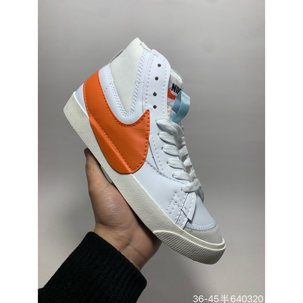 ♞,♘Ready stock Nike5368 Blazer Mid 77 Jumbo Men Women Sneakers Walking Casual shoes white orange