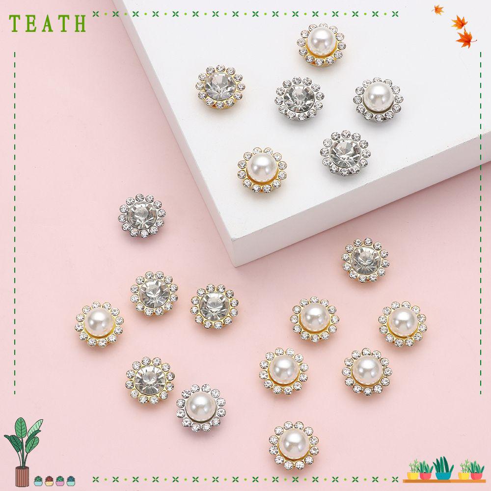 Teath กิ๊บติดผม ลายดอกไม้ ประดับมุก สําหรับตกแต่งเสื้อผ้า งานแต่งงาน 10 ชิ้น