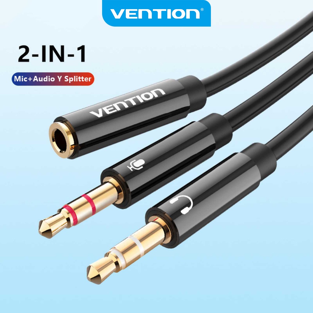 Vention 2 ตัวผู้ เป็น ตัวเมีย สายสัญญาณเสียง ตัวแยกสัญญาณเสียง หูฟัง สาย AUX สําหรับคอมพิวเตอร์ ไมค์ Y ตัวแยกชุดหูฟัง เป็น PC อะแดปเตอร์