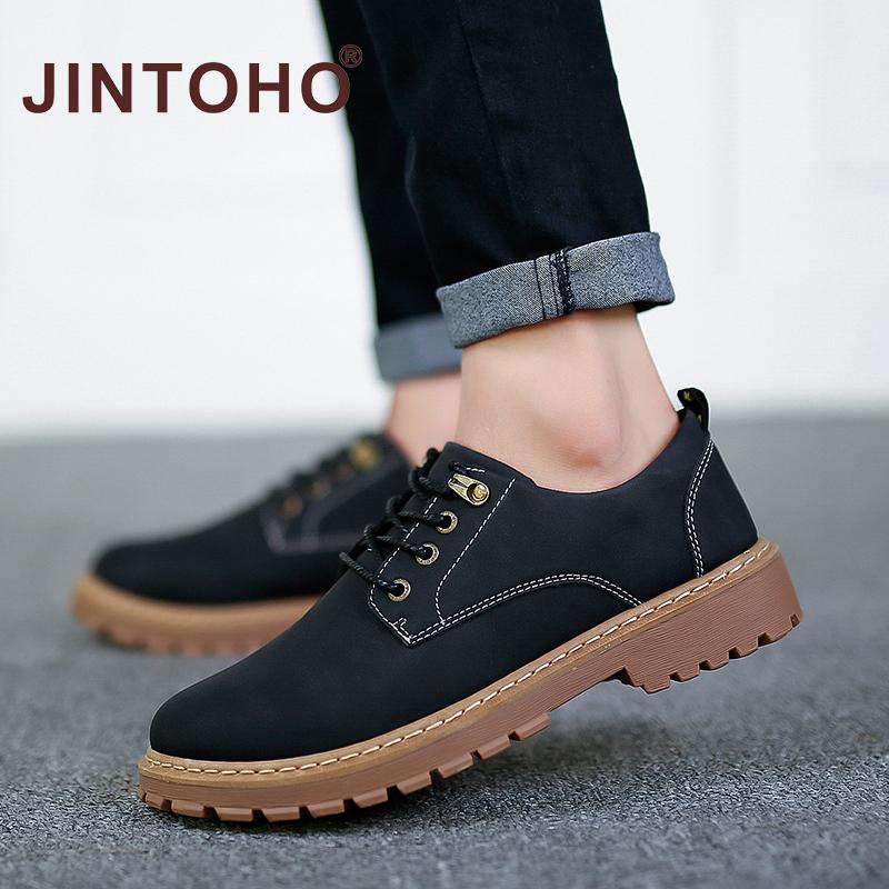 Jintoho ใหม่ รองเท้าหนัง ผ้าออกซ์ฟอร์ด พื้นแบน หนา กันลื่น คุณภาพสูง สําหรับผู้ชาย ไซซ์ 46