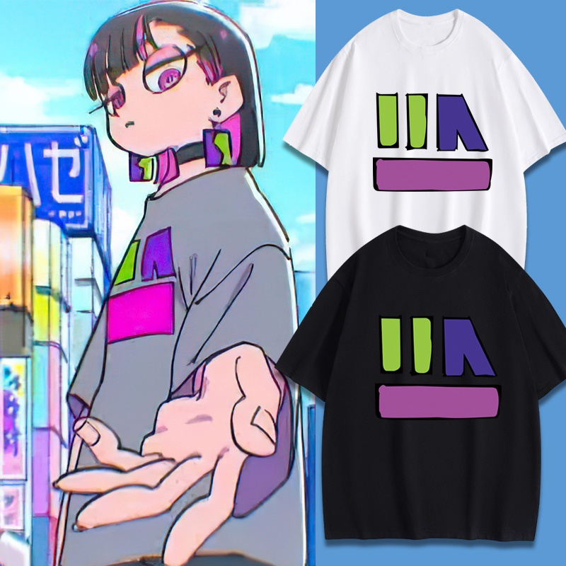 ดีมาก Zutto Mayonaka delinoni. เสื้อแขนสั้นผู้หญิงผ้าฝ้ายพิมพ์ลายสไตล์การ์ตูน