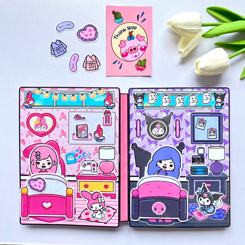 ชุดหนังสือกระดาษ บ้านตุ๊กตา Toca Boca แบบเงียบ DIY บ้านของเล่น บ้านตุ๊กตา คุโรมิ diy เด็ก หนังสือแฮนด์เมด kuromi ของเล่นเพื่อการศึกษา สําหรับเด็ก toca boca กระดาษ diy เด็ก ของเล่นเสริมการเรียนรู้ สําหรับเด็ก กึ่งสําเร็จรูป แต่งตัวเกม