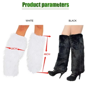 1คู่ ถุงเท้าบุตประดับขน Faux ยาว47CM แฟชั่นสตรี Boot Cover Santa Christmas ถุงเท้าบูท