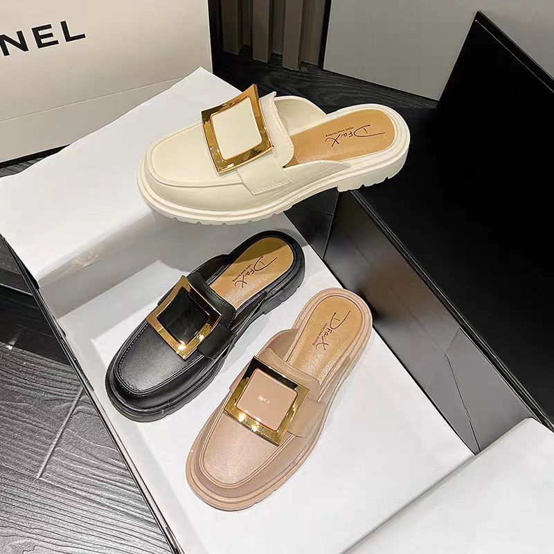 EnJoy  พร้อมส่ง (TO-DM) มาใหม่!! รองเท้าแบบสวม รองเท้าสวมเปิดส้น  วัสดุทำจากยางอย่างดี สุด ดีเทลอะไหล่ทอง เรียบหรู ราคา ถูกที่สุด ดีลบีเคเค แกลเลอรีภาพที่ 3