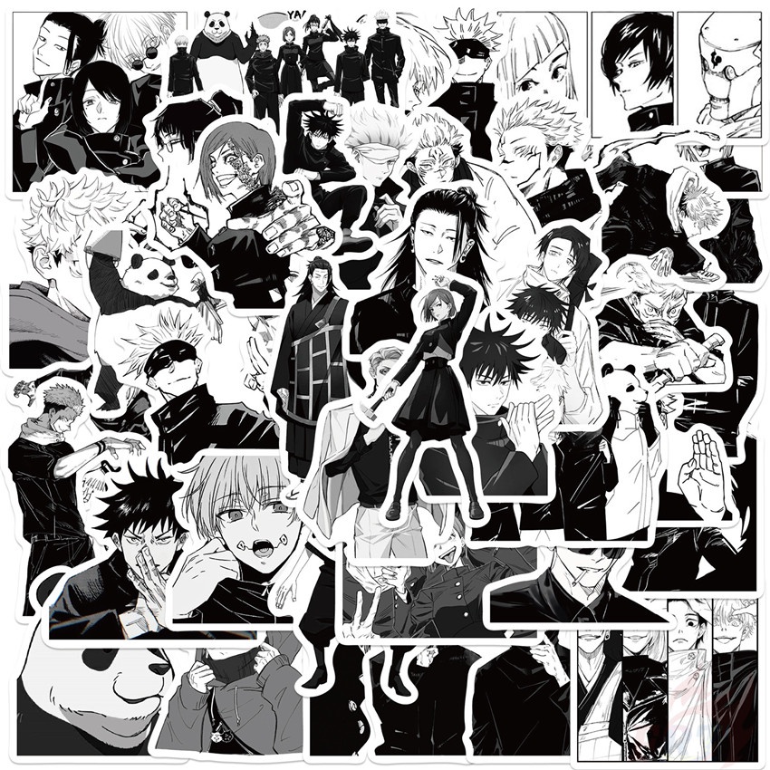 Jujutsu Kaisen . Classical Black & White Series 01 Stickers 50Pcs/Set Waterproof DIY Decals Doodle Stickers