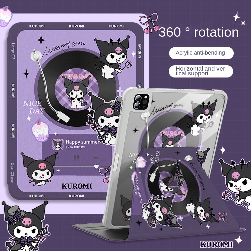 【 360 ° 【หมุนได้】ช่องใส่ปากกา Cd ลายการ์ตูนคุโรมิ สําหรับ iPad Gen9 Gen10 Air5 iPad Gen8 Gen7 iPad Air4 11pro 2022 2021