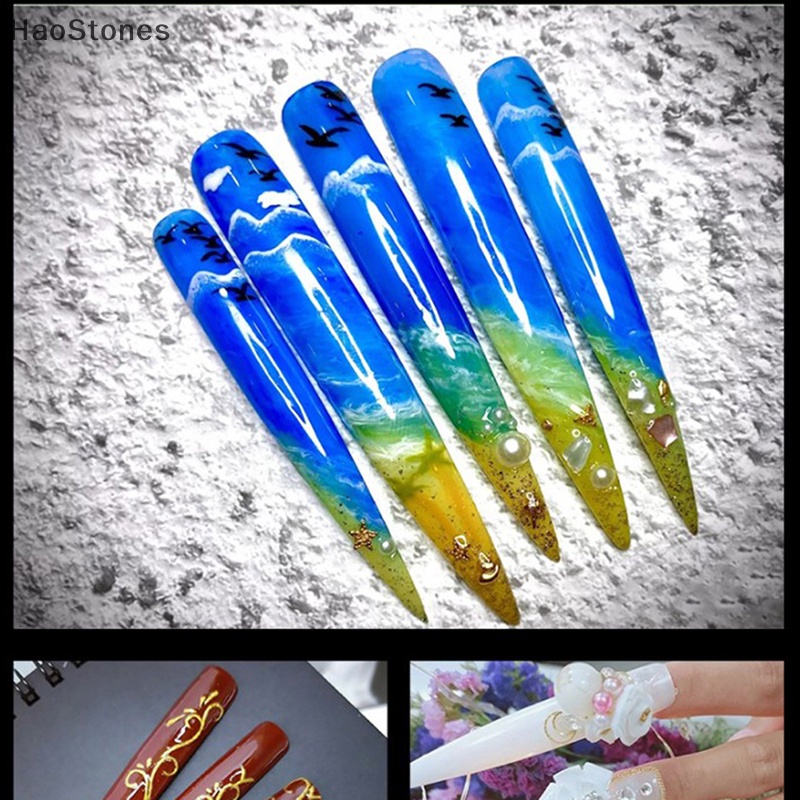 Haostones เล็บปลอม รูปกริช ยาวพิเศษ แบบใส สําหรับตกแต่งเล็บ 10 ชิ้น