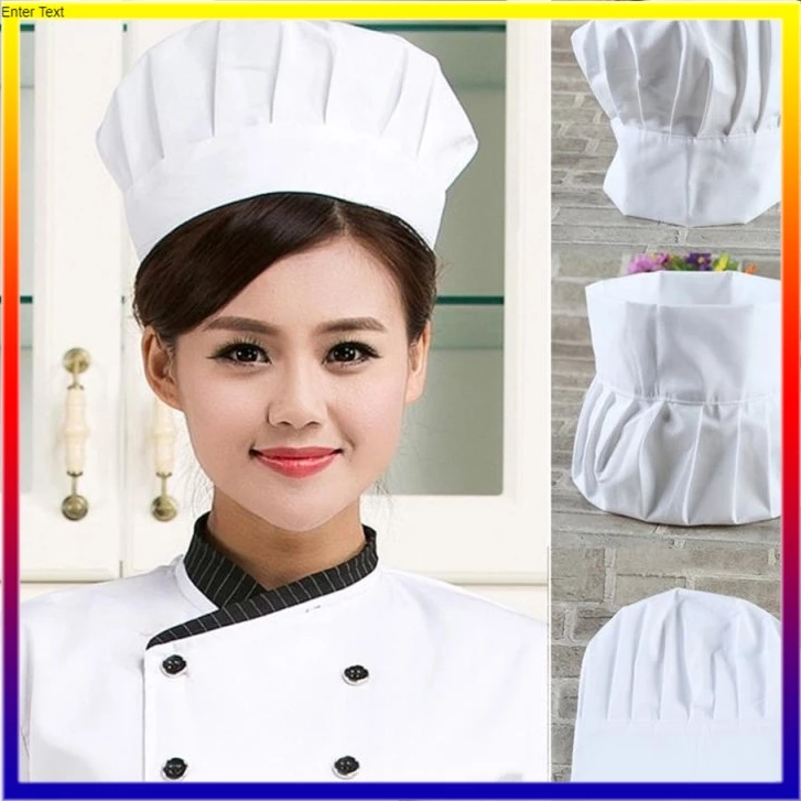 หมวกเชฟสำหรับทำอาหาร หมวกกุ๊กทรงสูงจีบรอบ งานไทย ผ้าดี เป็นทรง