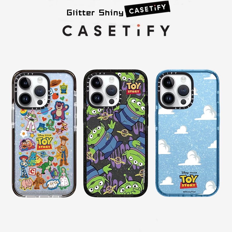 เคสโทรศัพท์มือถือแบบนิ่ม กันกระแทก ลายเอเลี่ยน Toy Story แต่งกลิตเตอร์ สําหรับ iPhone 15ProMax 15Pro 15 14 13 12 11 Pro Max