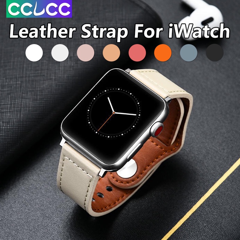 Cclcc สายนาฬิกาข้อมือหนัง โลหะ หรูหรา สําหรับ iWatch 49 มม. 45 มม. 41 มม. 44 มม. 40 มม. 42 มม. 38 มม. Apple Smart Watch Ultra SE Series 9 8 7 6 5 4 3 2 1