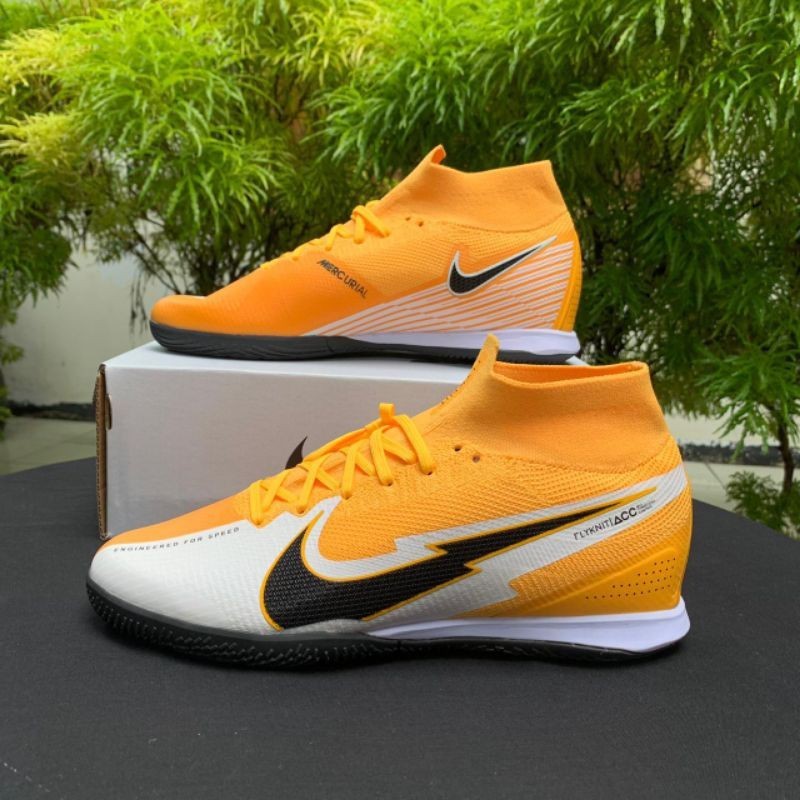 Sepatu Futsal Nike Mercurial Superfly 7 Elite Laser สีส้มดำ IC  รองเท้ากีฬา