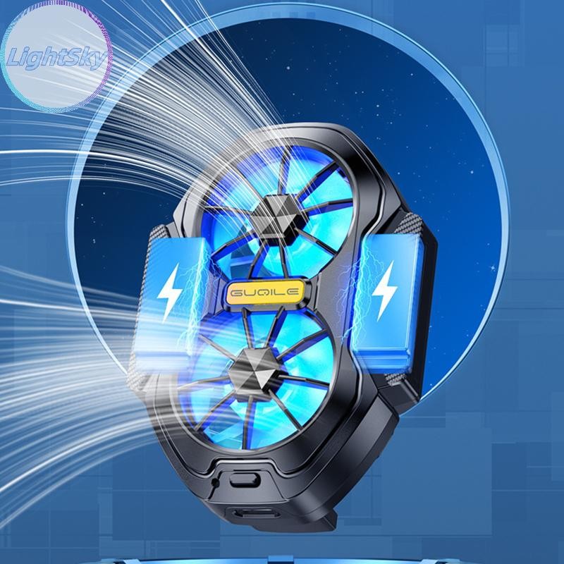 LightSky 1PC เกม Cooling Backclip FS01 พัดลมคู่ชาร์จโทรศัพท์มือถือยาวนานและ Stronger Air Cooling TH