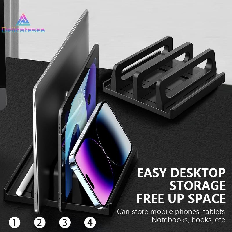 [Delicatesea] ขาตั้งแล็ปท็อปแนวตั้งแบบปรับได้แบบ Dual-Slot พลาสติก ABS 4in1 การออกแบบประหยัดพื้นที่สําหรับ Chromebook Surface Book ใหม่