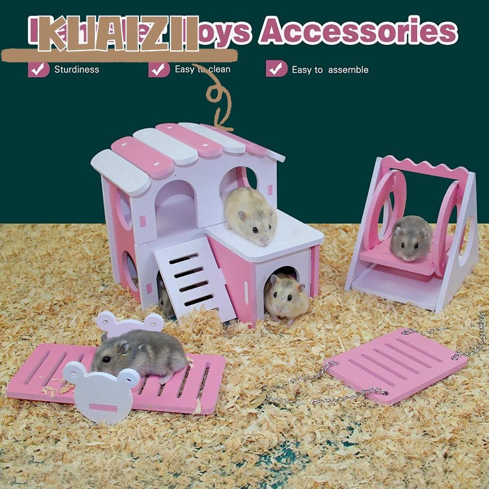 Kuaizii บ้านหนูแฮมสเตอร์สัตว์เลี้ยงขนาดเล็กสัตว์เล็กออกกําลังกายไม้