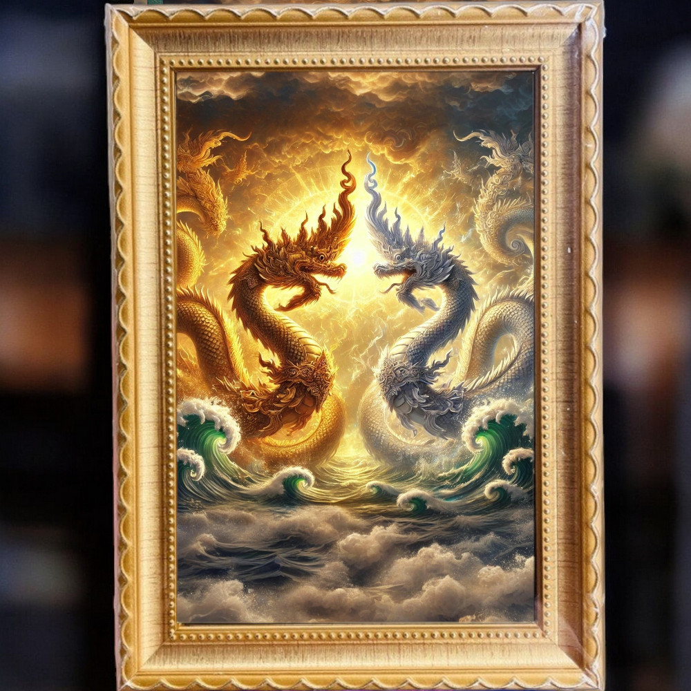 ภาพมงคล รูปโปสเตอร์ รูปพญานาค รูปภาพพญานาคราช พญานาค 7 เศียร ไม่มีกรอบ PY16