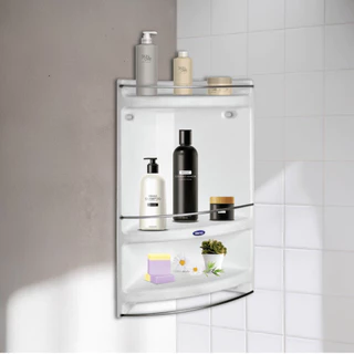 GlobalHouse Verno ชั้นวางของเข้ามุมห้องน้ำ 3 ชั้น ขนาด 33x22x49.5 ซม. สีขาว สินค้าของแท้คุณภาพดี