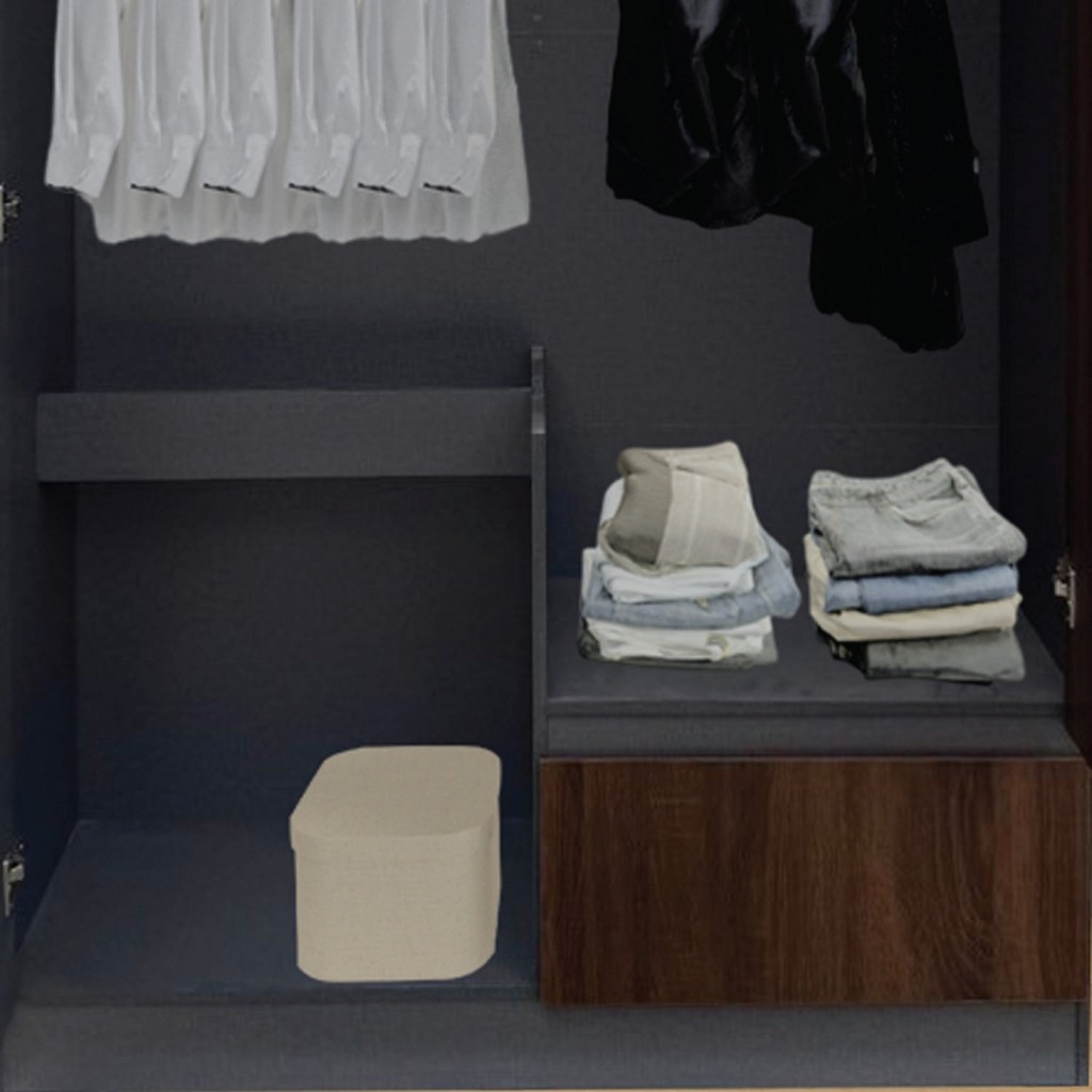 GlobalHouse  DELICATO ตู้เสื้อผ้า 120 ซม. รุ่น W-121 ขนาด 120X49X184 ซม. สีเทาผ้า/D.โอ๊ค สินค้าของแท้คุณภาพดี