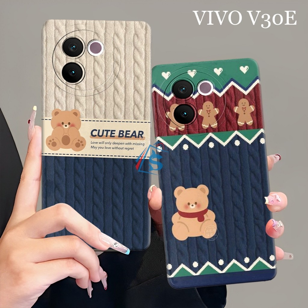 HP [SHARK CASE] Softcase VIVO V30E 5G 2024 NEWEST 3D Knited Motif - เคส Vivo V30E - เคส Vivo V30E - 