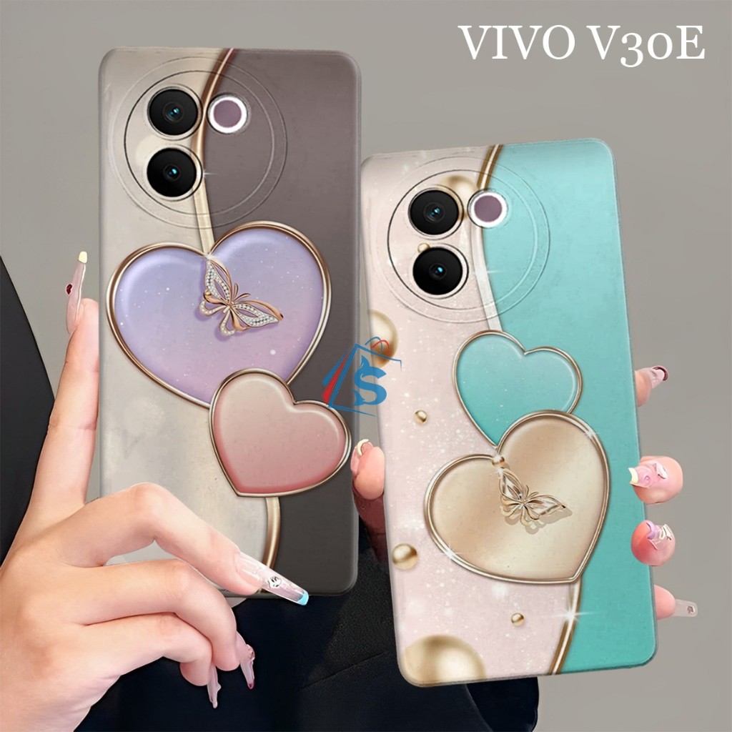 HP [SHARK CASE] Softcase VIVO V30E 5G 2024 NEWEST Cute Love Motif - เคส Vivo V30E - เคส Vivo V30E - 