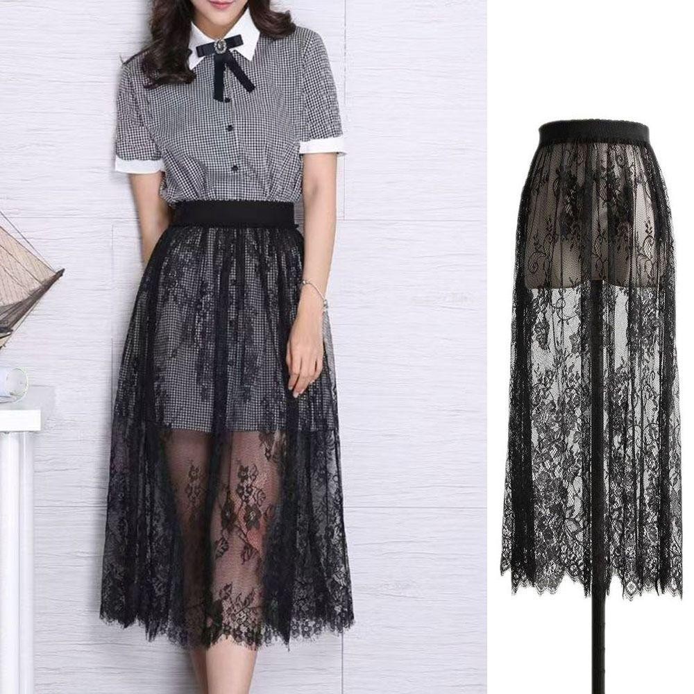 Twinkle1 ลูกไม้ Underkirt Slips, Anti-glare 75 ซม.ความปลอดภัยกระโปรง Petticoat, หวานเอวสูงหลวม Cheongsam ซับ Petticoat ผู้หญิงฤดูใบไม้ผลิ - รูปที่ 7