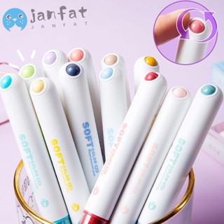 Janfat ปากกาไฮไลท์ สีพาสเทล พร้อมสิ่ว ป้องกันดวงตา หลากสี สําหรับนักเรียน