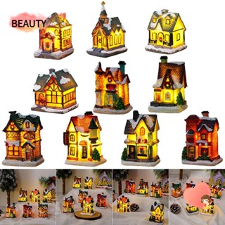 Beauty โคมไฟ LED เรซิ่น รูปบ้านหิมะ งานฝีมือ สําหรับตกแต่งบ้าน คริสต์มาส