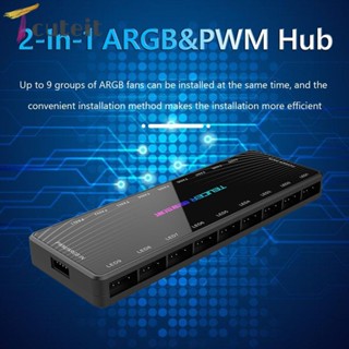Tcuteit อะแดปเตอร์ควบคุมพัดลม 5V 3-Pin ARGB 4-Pin PWM HUB 1 to 9 สําหรับคอมพิวเตอร์