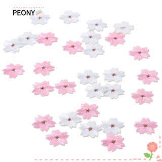 Peonypavilion แผ่นแพทช์ ปักลายดอกไม้ ซากุระ 2.5*2.3 ซม. สําหรับตกแต่ง 30 ชิ้น