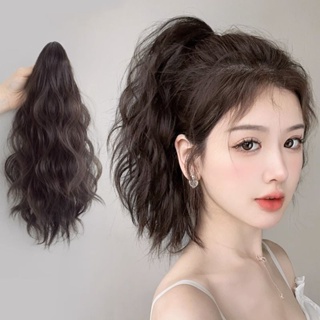 Female high ponytail clip simulated hair network celebrity Korean long hair natural seamless short style cloud perm can tie braids
