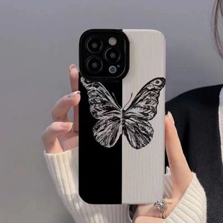 butterfly เคสซิลิโคน iPhone เคส ไอโฟน11 กันกระแทก สีดำ cases for iPhone 15 14 13 12 11 Pro max xsmax xr 7 8 plus se2020 se2023 เคสi14Pro plus เคสไอโฟน7พลัส เคสไอโฟน11Pro เคสiPhonexr เคสIP15promax 2023 Camera protection cover