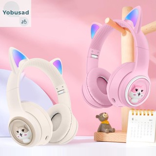 [Yobusad.th] หูฟังบลูทูธ 5.3 EDR รูปหูแมวน่ารัก มีไฟ RGB