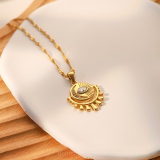 0906LSSP French Retro Pendant Female Niche Design Necklace Eyes Inlaid Zircon Stainless Steel Non-Fading Light Luxury High-End Sense YWKH