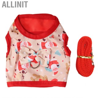 Allinit Rabbit Vest Harness Set Cute Fun Father Christmas Pattern Small Pet Leash for Party