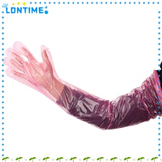 Lontime ถุงมือพลาสติก แบบใช้แล้วทิ้ง สีชมพู สําหรับปศุสัตว์ 50 ชิ้น