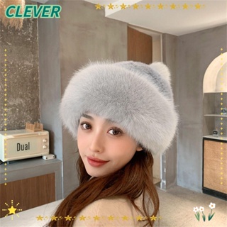 Clever หมวกบีนนี่ ขนเฟอร์เทียม ของขวัญฤดูหนาว