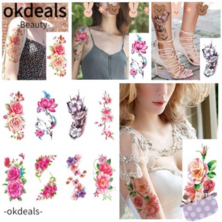 **Okdeals **สติกเกอร์แทททู ลายดอกไม้ 3 มิติ กันน้ำ