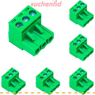 Suchenhd สกรูเชื่อมต่อ PCB 3 Pin PCB 3 ขา พิทช์ 5.08 มม. สีเขียว 6 ชิ้น