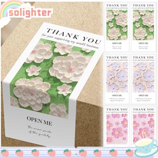 Solighter สติกเกอร์ฉลาก Thank You ลายดอกไม้ 3D 5*10 ซม. หลากสี สําหรับติดตกแต่งบรรจุภัณฑ์ 50 ชิ้น